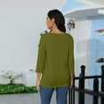 thumbnail image 5 of DENGDENG 3/4 Sleeve Shirts for Women Cotton Summer Casual T Shirts Trendy Elbow Sleeve V-Neck Tops Boho Three Quarter Length Pullover Cute Business Blouses Mint Green XL, 5 of 5