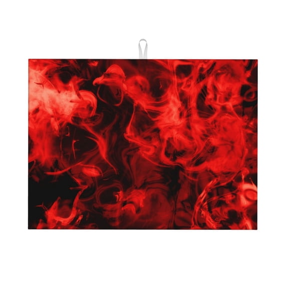 Microfiber Drying Mat, Red Smoke Texture Dish Drying Mat for Kitchen Counter, 18 x 24 inches Multicolor