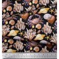 thumbnail image 3 of Soimoi Black Poly Georgette Fabric Crab,Shell & Coral Ocean Print Sewing Fabric Yard 52 Inch Wide, 3 of 3