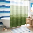 thumbnail image 5 of No Hook Shower Curtain with Built-in Rings - Sage Green White Brush Stroke Textured Washable Waterproof Fabric Bathroom Curtains for Hotel,Rentals, 72 X 84 Inch Extra Long , Abstract Modern, 5 of 9