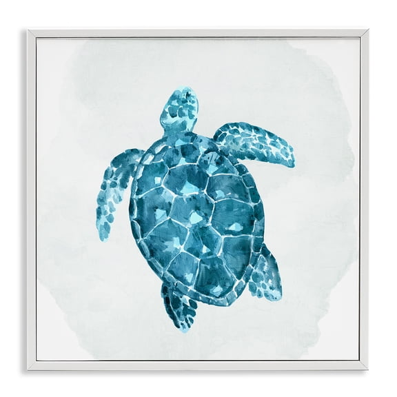 Stupell Industries Coastal Aquatic Sea Life Tortoise White Framed Giclee Art, 17 x 17, by Kim Allen