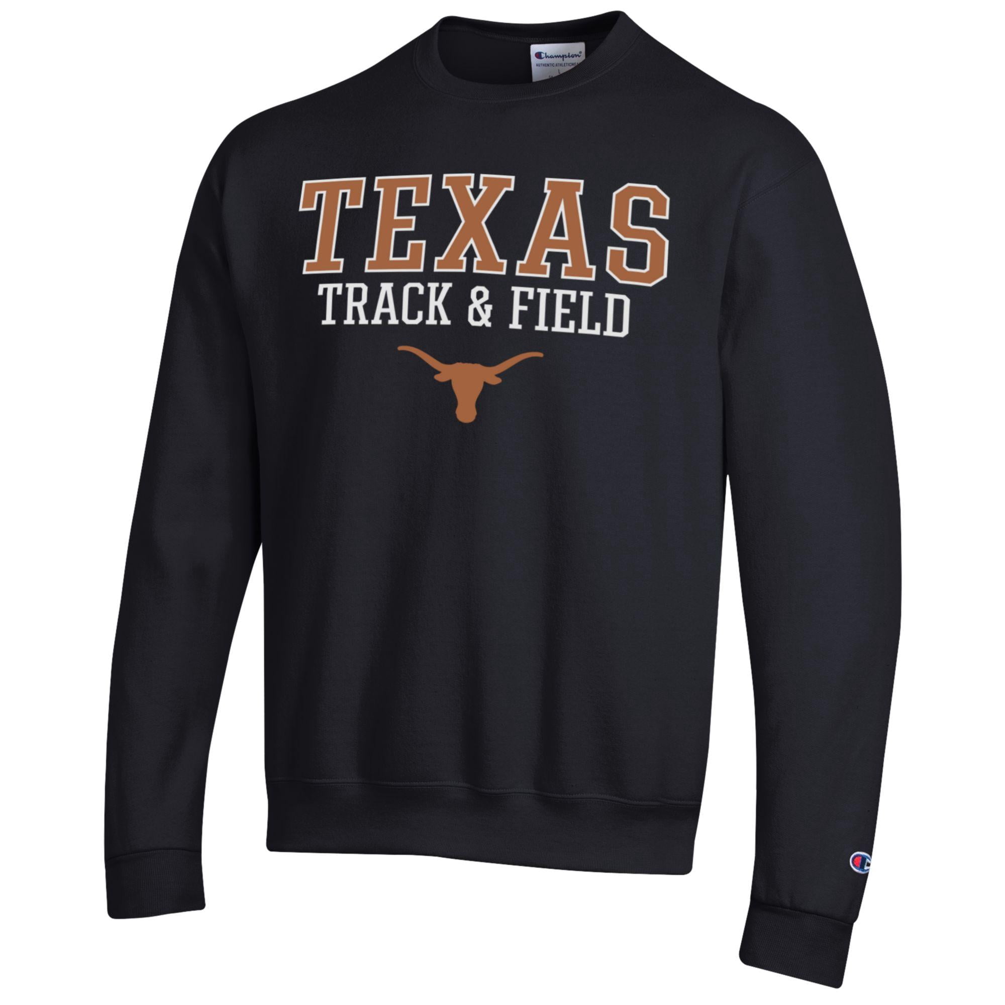 Men's Champion  Black Texas Longhorns Stacked Track & Field Powerblend Pullover Sweatshirt