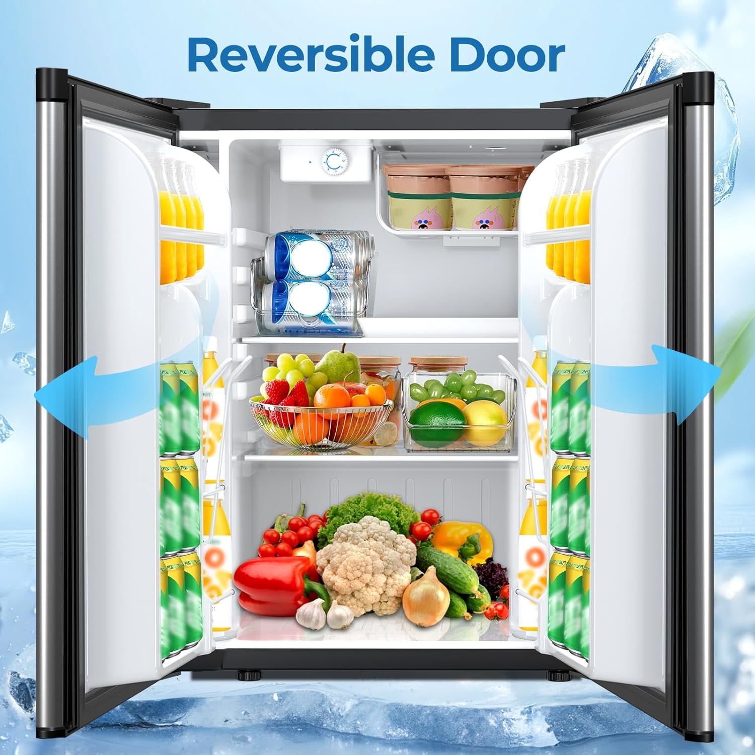WAA 2.6 Cu.Ft Compact Refrigerator Single Door Mini Fridge with Freezer,Silver
