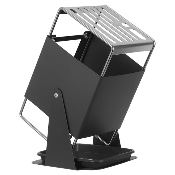 Portacuchillos de acero inoxidable: Estante para utensilios giratorio de 30° con ranuras, organizador de cuchillos para encimera que ahorra espacio en la cocina del hogar.