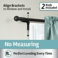 thumbnail image 3 of Zenna Home Smart Rods Easy Install Café Window Rod, 48 - 120 in., with Ball Finials, Black, 2-Pack, 3 of 7