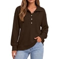 thumbnail image 7 of Maplenight Womens Henley Sweatshirts Waffle Knit Button Up Pullover Sweatshirt Side Slit Long Sleeve Casual Fall Tops, 7 of 7