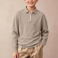 thumbnail image 5 of Mooqilaa Boys Long Sleeve Polo Shirts, Collared School Uniform Half Zip Casual Fall Tops Khaki Size 5-6T, 5 of 8
