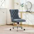 thumbnail image 1 of Chaise de Bureau pour Meubles, Chaise de Bureau Moderne Rembourrée en Velours Capitonnée à Boutons pour la Maison avec Base en Métal Doré, Chaise de Bureau Réglable Chaise de Bureau Pivotante, 1 of 5