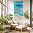 thumbnail image 6 of Canvas Wall Art, Teal Coastal Framed Canvas Prints for Hallway Bedroom, Summer Beach Nautical Abstract Art Oversized Gallery Wrapped Wall Decor for Home Office, Gifts, 24"x48" Ship Next Day, 6 of 9