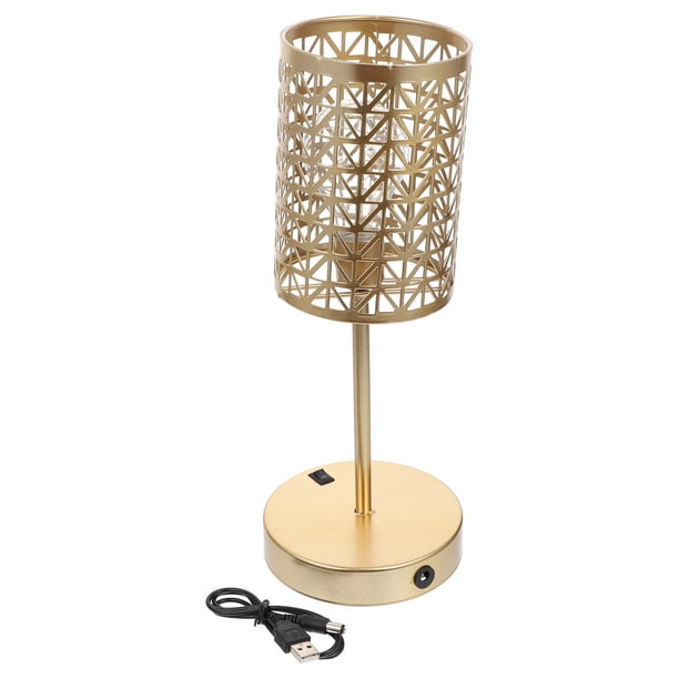 1pc Nordic Home Table Lámpara de mesa USB Batería Noche Luz Chic Luz de cama Dorado