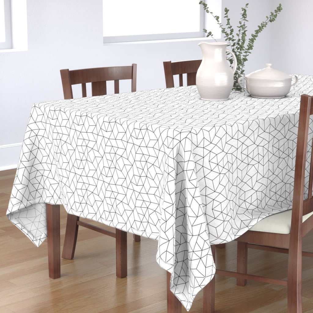 Rectangular 55x102 USTIDE Large Size Black and White Stripped Tablecloth Party Cotton Tablecloth Restaurant Table Cover for All Apartments