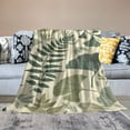 thumbnail image 2 of JRXY Green Leaf Floral in Vintage Style Leaves and Herbs Boxwood Seeded Eucalyptus Fern Maidenhair Decorative Flannel Fleece Blanket White, 2 of 6