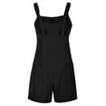 thumbnail image 2 of Baqcunre Women's Tie Shoulder Overall Shorts Scoop Neck Jumpsuit with Pocket,Color Black,Size XXL-4XL, 2 of 9