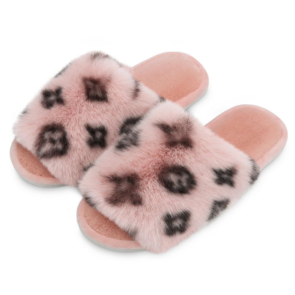 fur slide on slippers