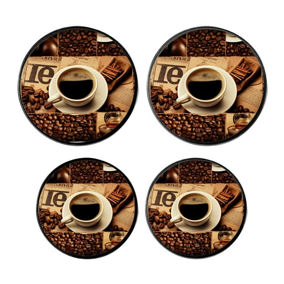 Round Stove Burner Covers 4 Pcs,Coffee Collage Drawing Round Electric Stove Burner Covers 8Inch And 10Inch