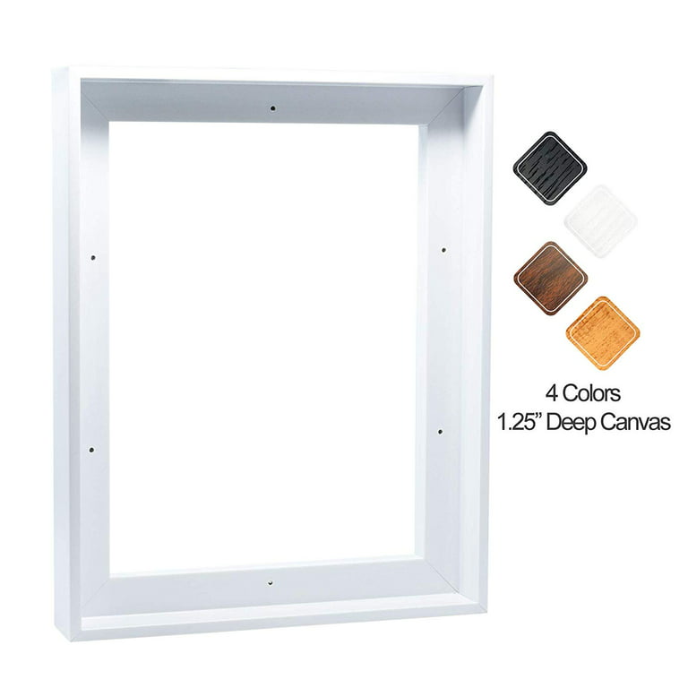 Floating Frame for 8x10 Inch Canvas Painting 1-1/4 Deep, (4 Color) Picture  Art Wall Decor, White Frames 