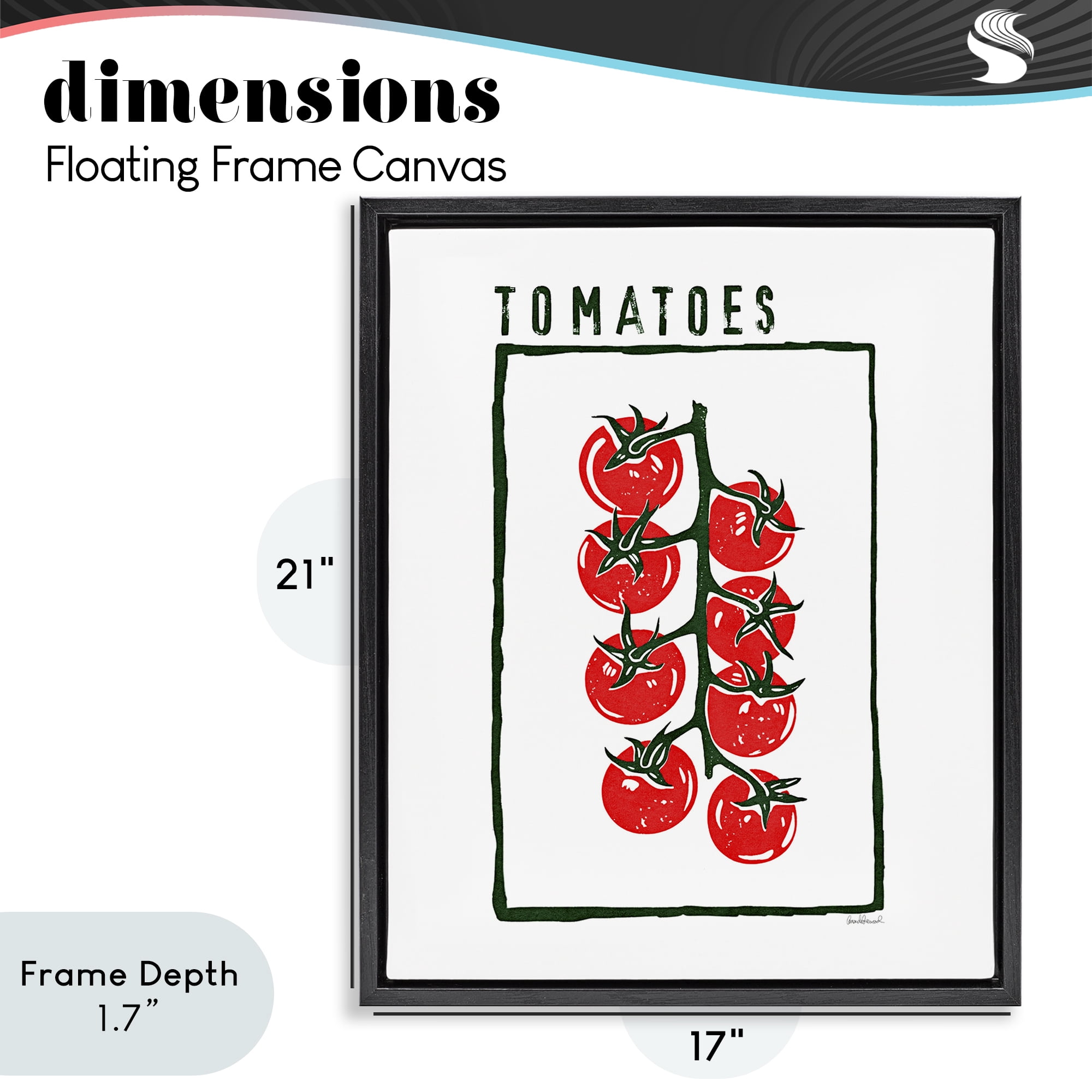 Stupell Industries Ripe Tomatoes Cluster Black Framed Floater Canvas Wall Art, design by Amanda Greenwood