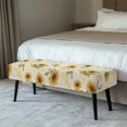 thumbnail image 2 of CHAQLIN Polyester Spandex Fabric Bench Covers for Bedroom Living Room, Scratch Resistant Easy Wash Bench Protector, Sunflower Musical Note, 2 of 9