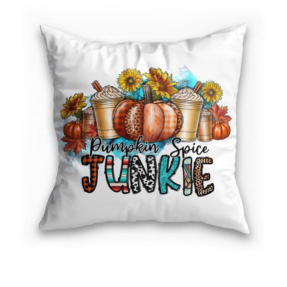 Halloween Pillows, Fall Decor Pumpkin Spice Junkie Pillow Insert, 20X20