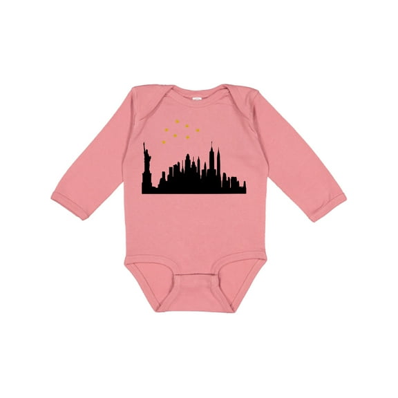 Inktastic New York Skyline Boys or Girls Long Sleeve Baby Bodysuit