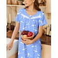 thumbnail image 2 of Ekouaer Nightgown for Women Cotton Long Night Gown Short Sleeve Nightdress with Pockets Button Sleepshirt Soft Sleepwear, 2 of 6