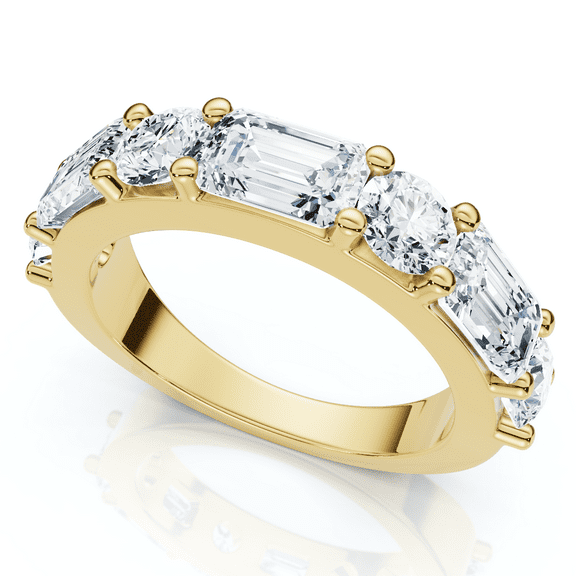 Pompeii 2.30Ct Emerald & Round Diamond Wedding Anniversary Ring 14k Lab Grown