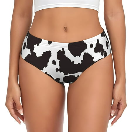 Naloa Cow Skin 2 Womens No Show Cotton Underwear Mid-High Waisted Soft Ladies Panties Strech Breathable Briefs -3X-Large