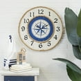 thumbnail image 2 of DecMode 24" Blue Wood Compass Wall Clock with Rope Accents, 2 of 7