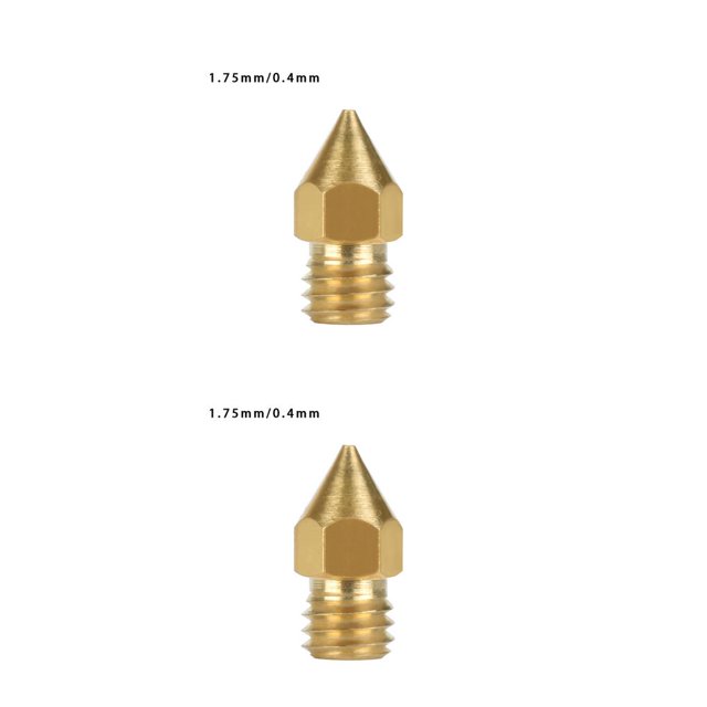 Seitruly Boquilla de impresora 3D, cabezal de extrusión de latón, boquilla de latón portátil, hilo de impresora firme 1.75 mm 0.4 mm 2piezas