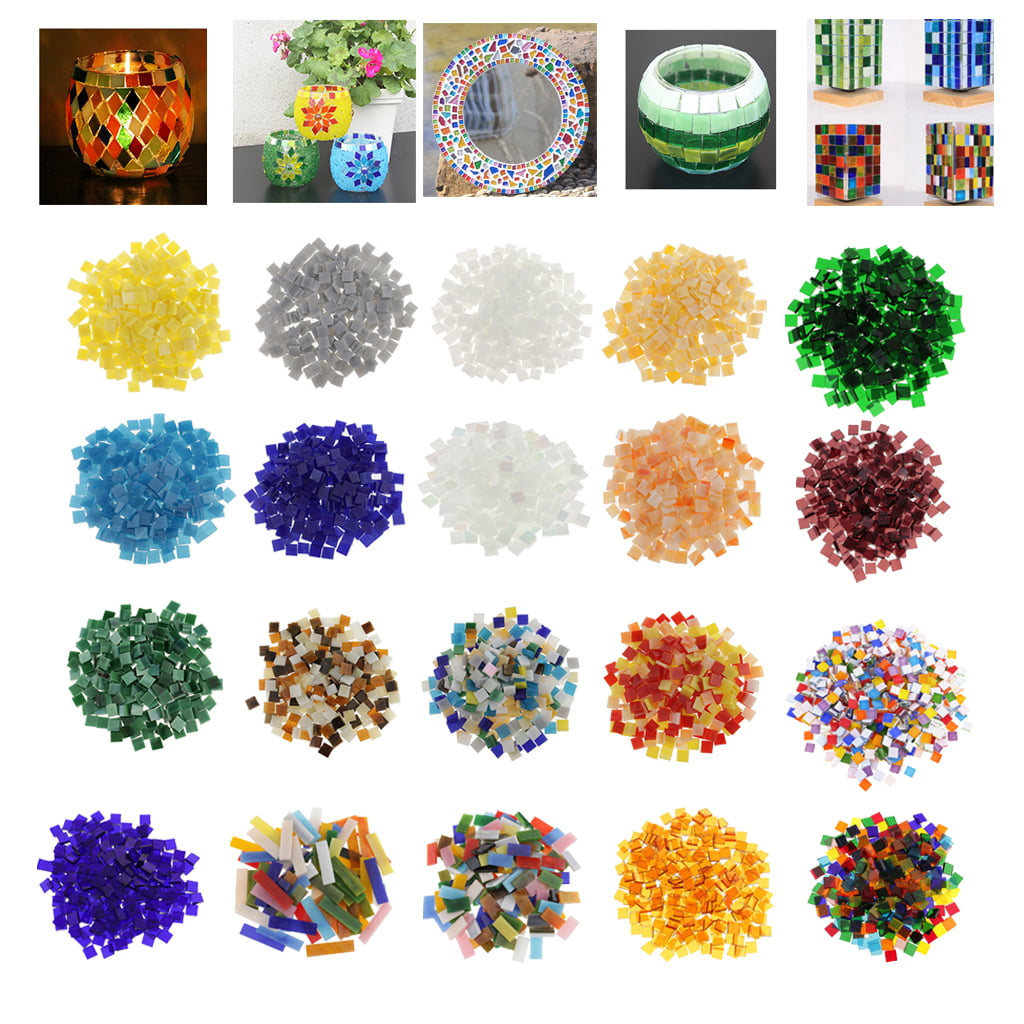 250x Colorful Vitreous Glass Mosaic Tiles Pieces for DIY Crafts Material 10x10mm 