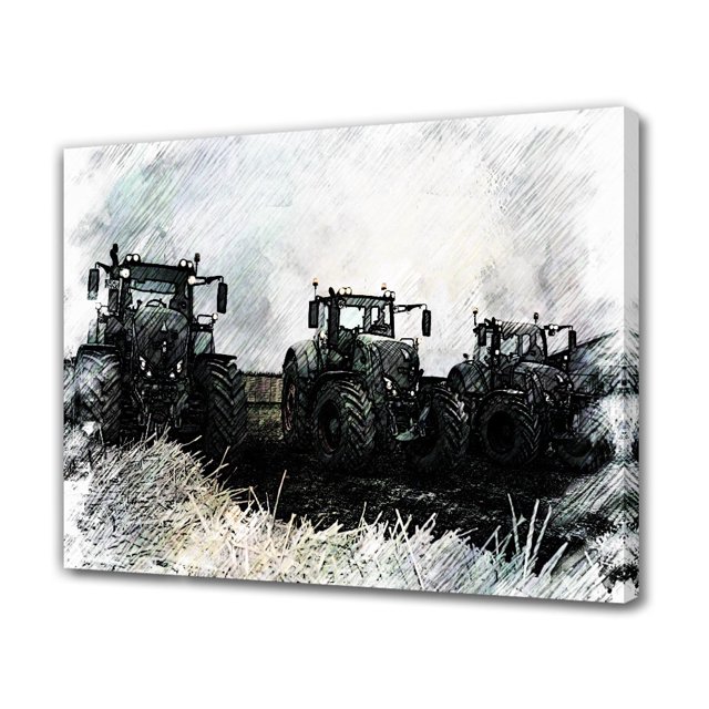Póster de lienzo con dibujo de tractor agrícola, decoración de dormitorio, paisaje deportivo, decoración de oficina, regalo, estilo marco, 16 x 24 pulgadas (40 x 60 cm)