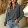thumbnail image 7 of Asxite Women Fall Winter Tops Round Neck Long Sleeve Solid Zip Neck Pullover Shirts, 7 of 7