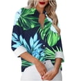thumbnail image 6 of Women's Button-Up Shirts Fashion Floral Print Dressy Blouses Casual Turndown Collar Shirt Long Sleeve Loose Work Tops Spring Summer Outdoor,Beach,Vacation Top 08#Multicolor XXL, 6 of 6