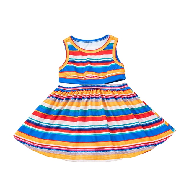 Ensemble Assorti Maman et Robes et Robe Rayée pour Filles Robe d'Été Décontractée Ample à Bretelles Évasée Midi Mignonne avec Poches pour Fille