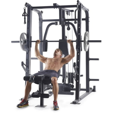 Weider Pro 8500 Smith Cage Strength Trainer with Plate (Best Weight Training At Home)
