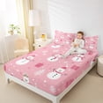 thumbnail image 4 of Feelyou Winter Pink Snowman Twin Sheet Sets, Merry Christmas Twin Fitted Sheet, Western Festival Holiday Flat Sheet, Breathable Home Decor, 3pcs, 4 of 7
