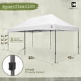 thumbnail image 2 of CAPHAUS 10ft x 20ft Commercial Grad Pop Up Outdoor Canopy Easy Up Tent, Heavy-Duty, Instant Folding Shelter with Wheeled Carry Bag and Weight Bags, Portable for Camping, Patio, Parties, White, 2 of 9
