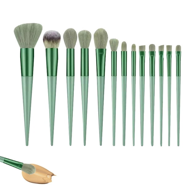 Juego de 13 brochas de maquillaje para base, sombra de ojos y maquillaje, 13 piezas