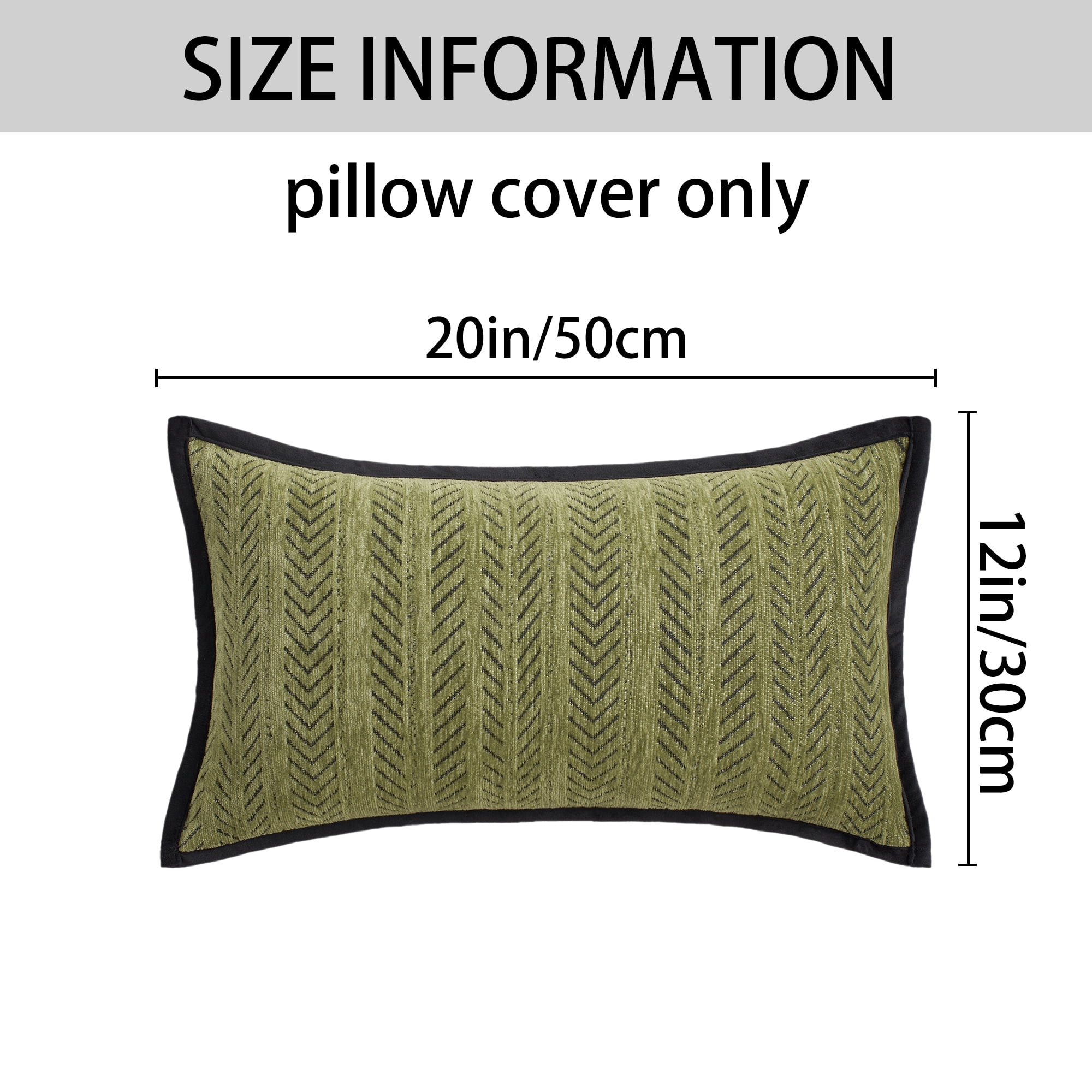 Unique Bargains Pack of 2 Chenille Herringbone Decorative Cushion Case 20" x 12" Green