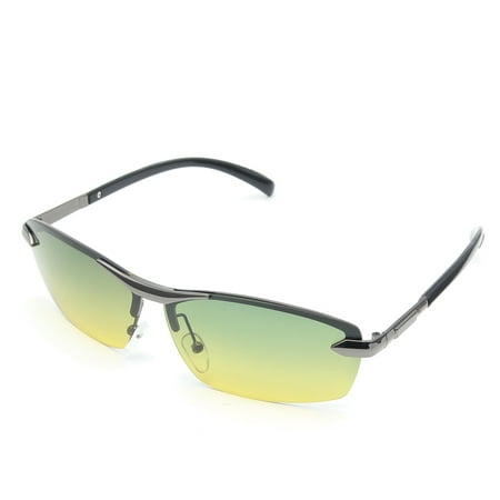 Aimeeli Men's Polarized Sunglasses for Driving Fishing Golf Metal Frame UV400 Day Night Vision Reduce Eye