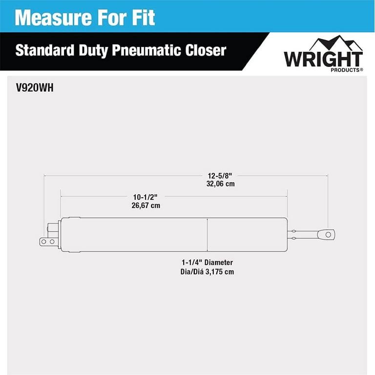 Wright Products, Standard Duty Pneumatic Screen and Storm Door Closer, White Finish