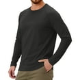 thumbnail image 3 of WTOBBY Men's Solid Color Raglan Long Sleeve Sports Top with Athletic Fit for Casual Workouts and Outdoor Activities Breathable Performance Shirt ,Black L, 3 of 6