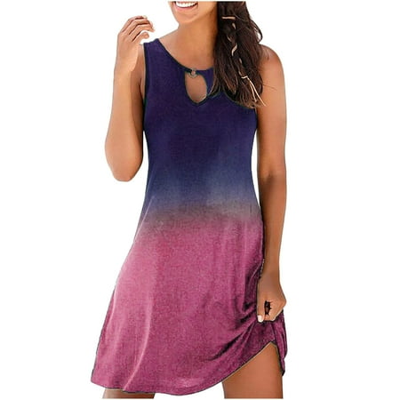 

Formal Dresses for Women Womens Dresses Women s Fashion Elegant Vintage O-Neck Sleeveless Printed Round Button Dresses on Clearance Summer Dresses Womens Tops Dressy Casual Pink S