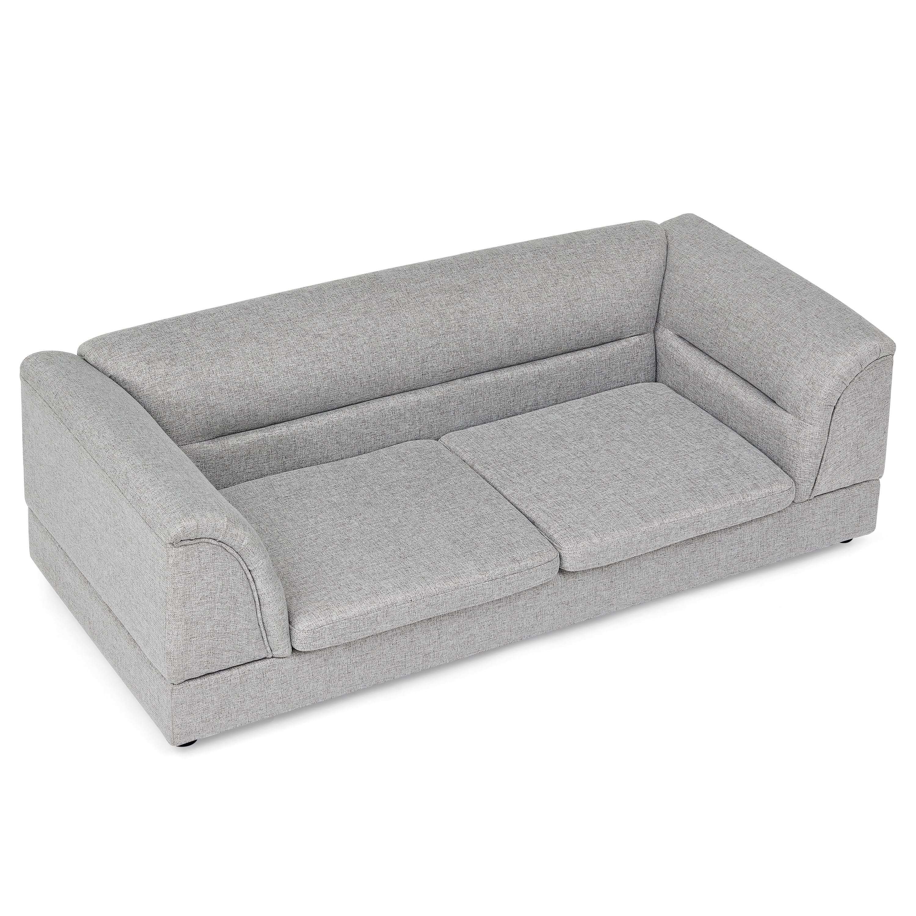 Oversized Pet Sofa, Curved Armrest Rectangular Dog Sofa, Linen Fabric Comfort Pet Couch for Large & Oversized Dogs-LIGHT GREYX
