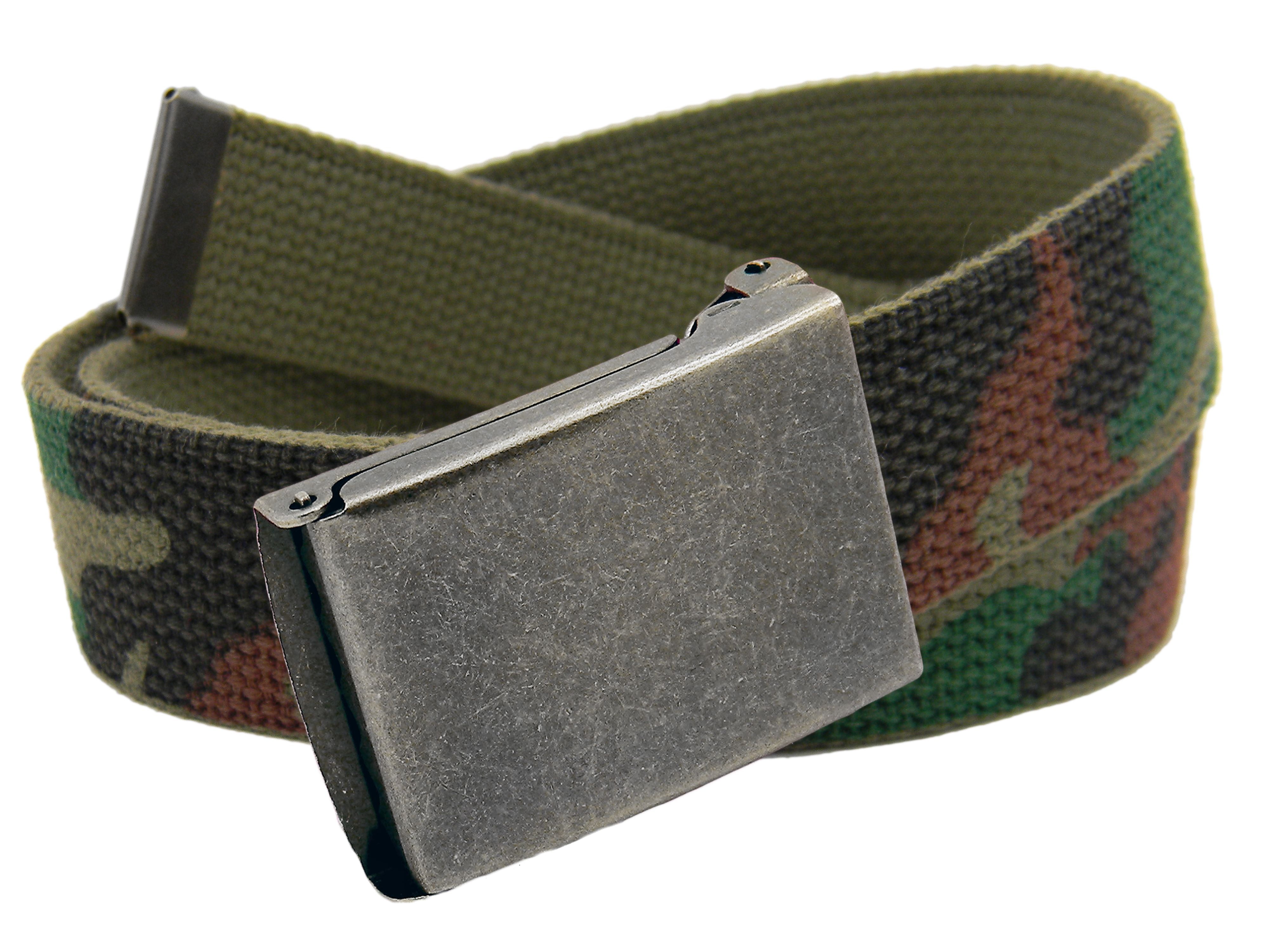 Boys School Uniform Distressed Gold Flip Top Buckle with Adjustable Canvas Web Belt