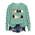 thumbnail image 1 of Rbaofujie Chandails Légers pour Femmes Mode Femmes Décontracté Imprimé Col Rond Manches Longues Haut Chandails en Molleton Amples Bleu Clair Chandails à Capuchon Graphiques pour Femmes, 1 of 3