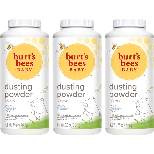 Polvo para espolvorear Burt's Bees, 100% de origen natural, 220 ml x 3