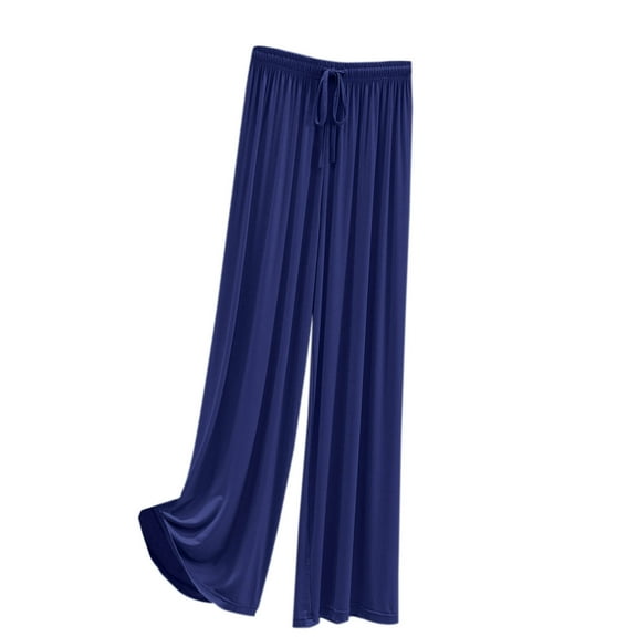 ZQUUVOU Women's Wide Leg Cozy Pants Yoga High Waisted Sweatpants Casual Loose Lightweight Lounge Pants with Pockets Blue
