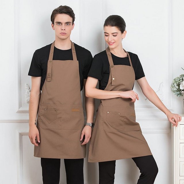 Delantal de cuello con lazo en la cintura para cocina, ropa de trabajo para restaurantes familiares, delantal unisex multicolor