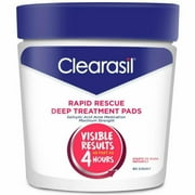 Clearasil Rapid Rescue Deep Treatment Cleansing Pads, 90 Count, 6 Pack